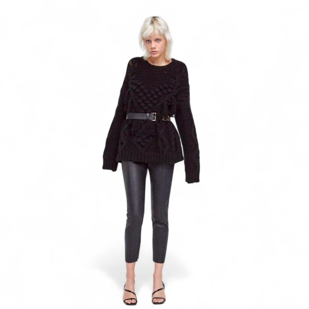 ZARA Black Vegan Leather Pants M | Pre‑Loved Patina + Y2K Statement